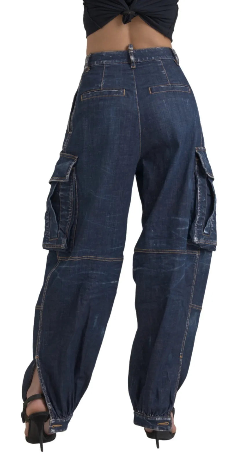 Dsquared² Blue High Waist Cotton Cargo Baggy Denim Jeans by Dsquared²
