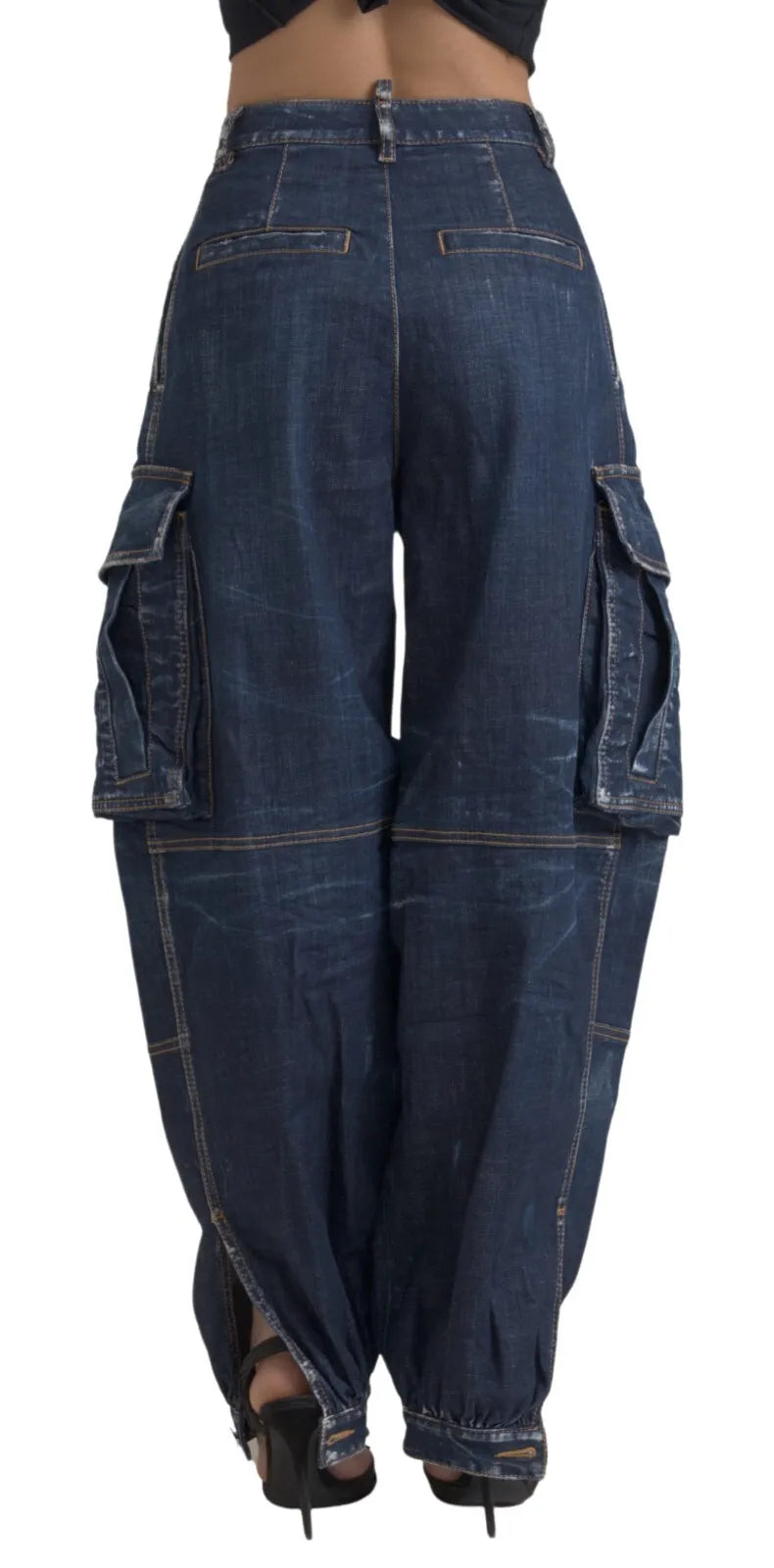 Dsquared² Blue High Waist Cotton Cargo Baggy Denim Jeans by Dsquared²