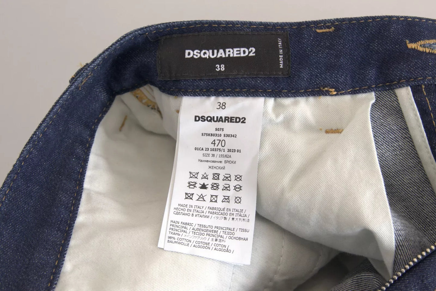 Dsquared² Blue High Waist Cotton Cargo Baggy Denim Jeans by Dsquared²