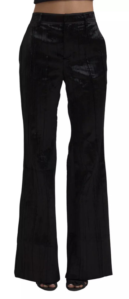 Dsquared² Black Viscose Super Flare High Waist Pants by Dsquared²