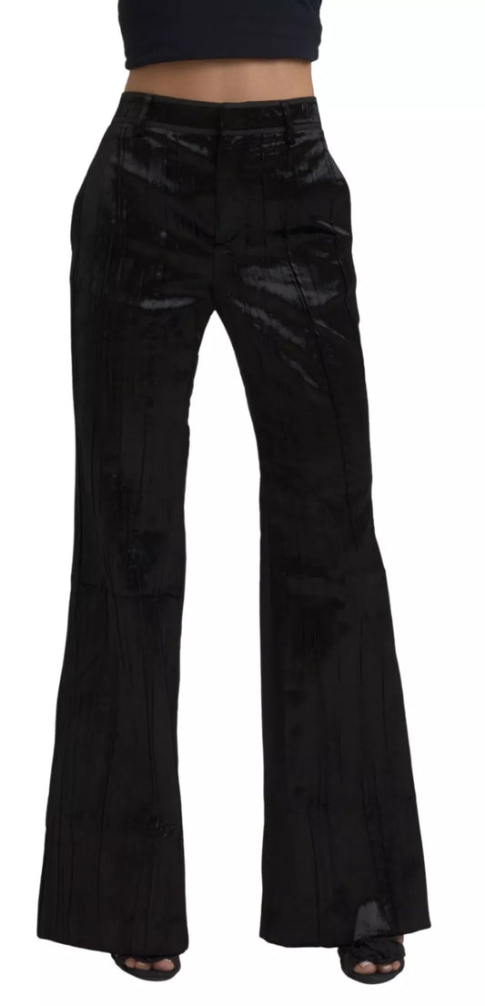 Dsquared² Black Viscose Super Flare High Waist Pants by Dsquared²