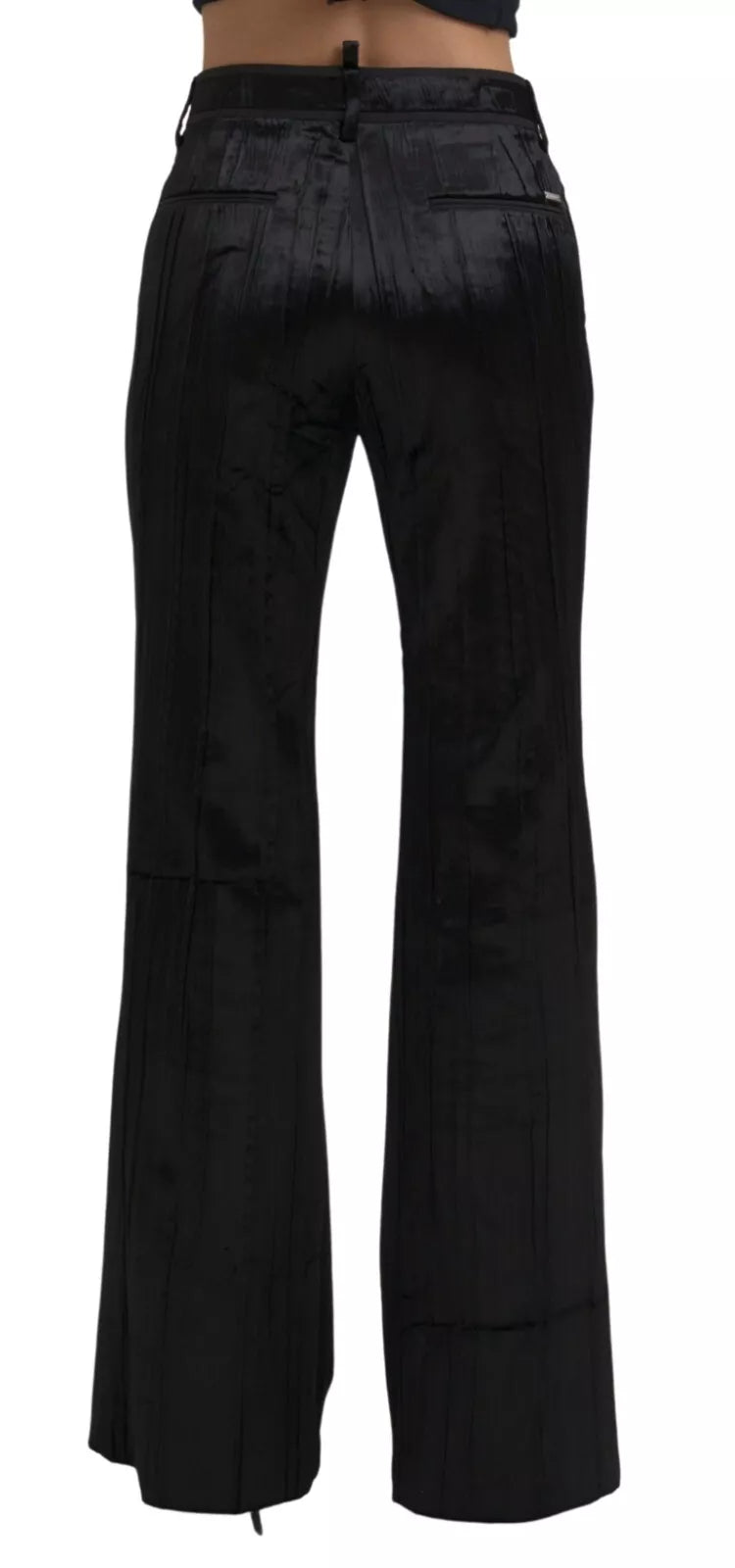Dsquared² Black Viscose Super Flare High Waist Pants by Dsquared²