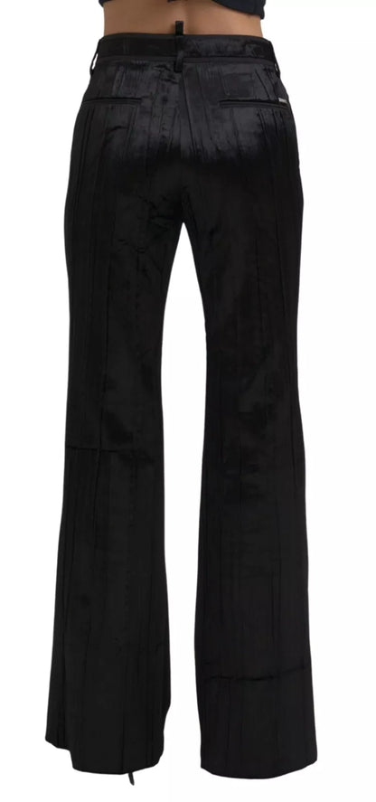 Dsquared² Black Viscose Super Flare High Waist Pants by Dsquared²