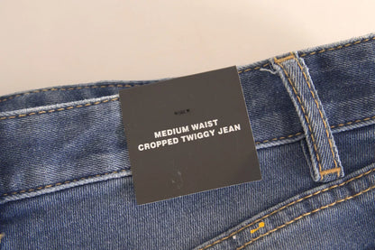 Dsquared² Blue Mid Waist Cropped Twiggy Denim Jeans by Dsquared²