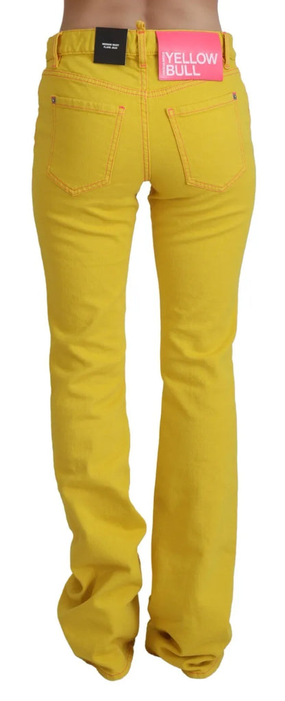 Dsquared² Yellow Cotton Mid Waist Flare Denim Trouser Jeans by Dsquared²