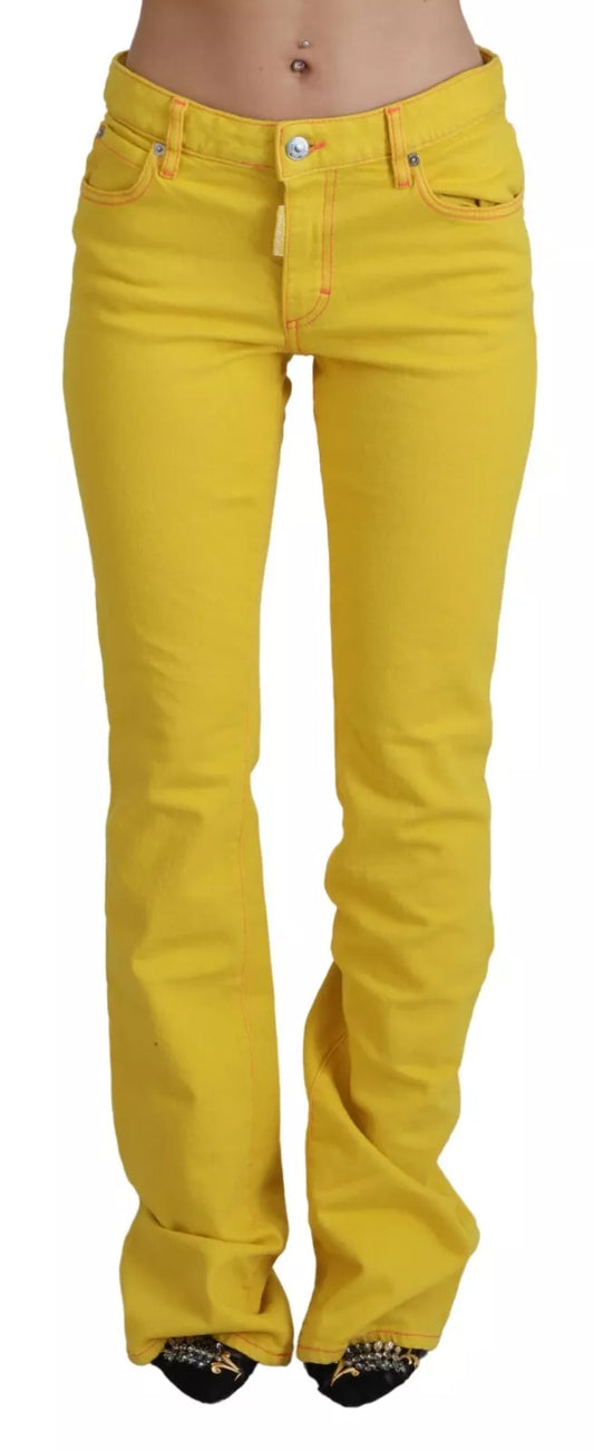 Dsquared² Yellow Cotton Mid Waist Flare Denim Trouser Jeans by Dsquared²