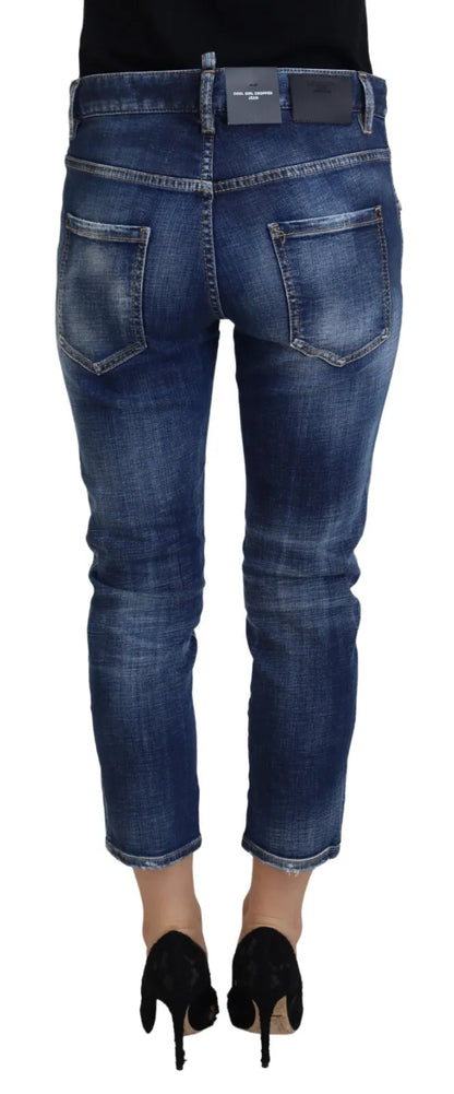 Dsquared² Blue Cotton Mid Waist Cropped Denim Jeans Cool Girl by Dsquared²