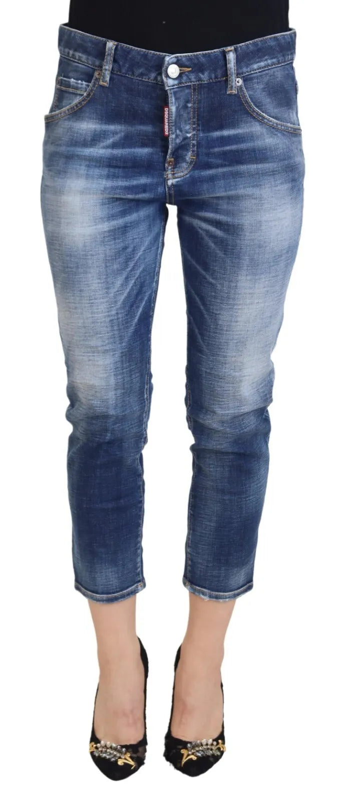 Dsquared² Blue Cotton Mid Waist Cropped Denim Jeans Cool Girl by Dsquared²