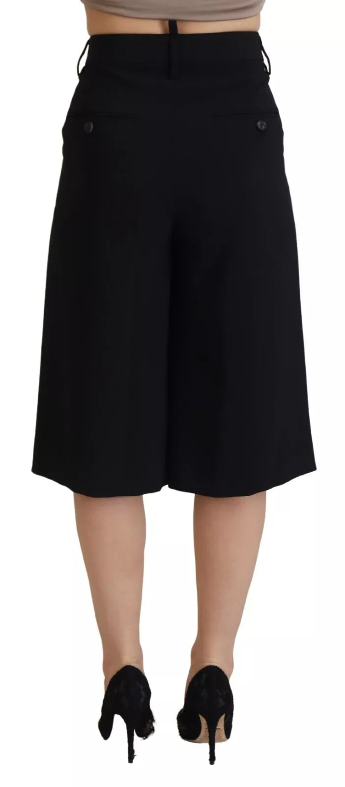 Dsquared² Black High Waist Wide Leg Cropped Trouser Pants by Dsquared²