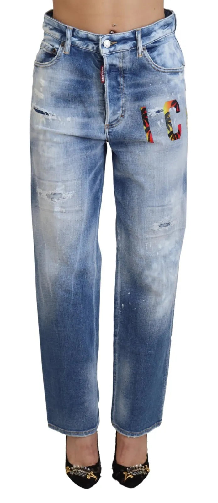 Dsquared² Blue Icon High Waist Straight Denim Jeans Boston by Dsquared²