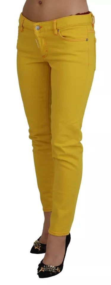 Dsquared² Yellow Cotton Low Waist Cropped Jennifer Denim Jeans by Dsquared²
