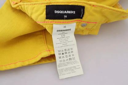 Dsquared² Yellow Cotton Low Waist Cropped Jennifer Denim Jeans by Dsquared²