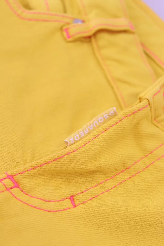 Dsquared² Yellow Cotton Low Waist Cropped Jennifer Denim Jeans by Dsquared²