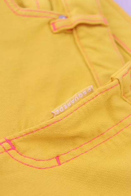Dsquared² Yellow Cotton Low Waist Cropped Jennifer Denim Jeans by Dsquared²