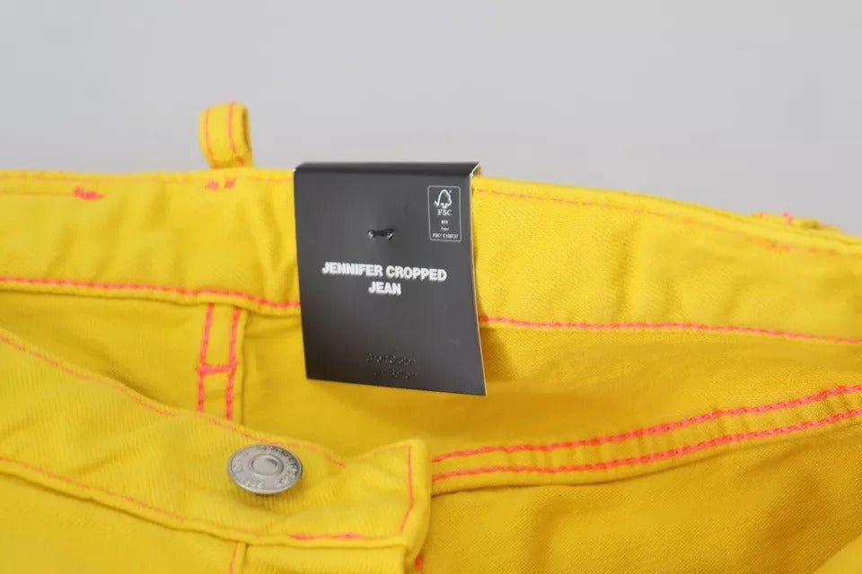 Dsquared² Yellow Cotton Low Waist Cropped Jennifer Denim Jeans by Dsquared²