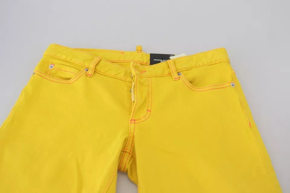 Dsquared² Yellow Cotton Low Waist Cropped Jennifer Denim Jeans by Dsquared²