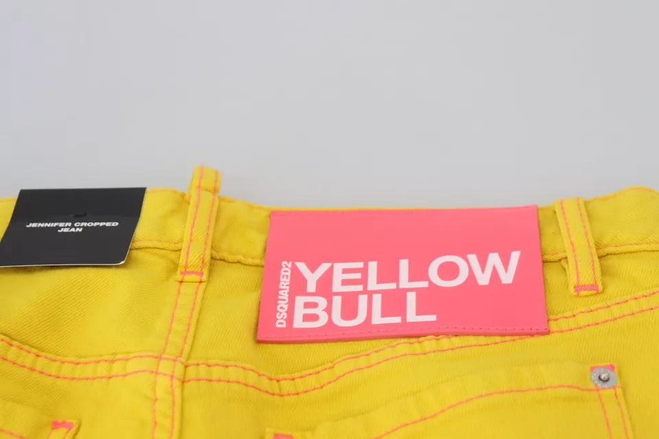 Dsquared² Yellow Cotton Low Waist Cropped Jennifer Denim Jeans by Dsquared²