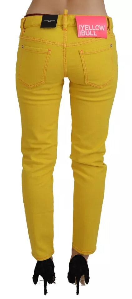 Dsquared² Yellow Cotton Low Waist Cropped Jennifer Denim Jeans by Dsquared²