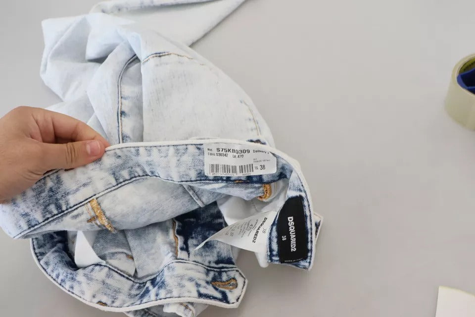 Dsquared² Light Blue Cotton High Waist Straight Denim Jeans by Dsquared²