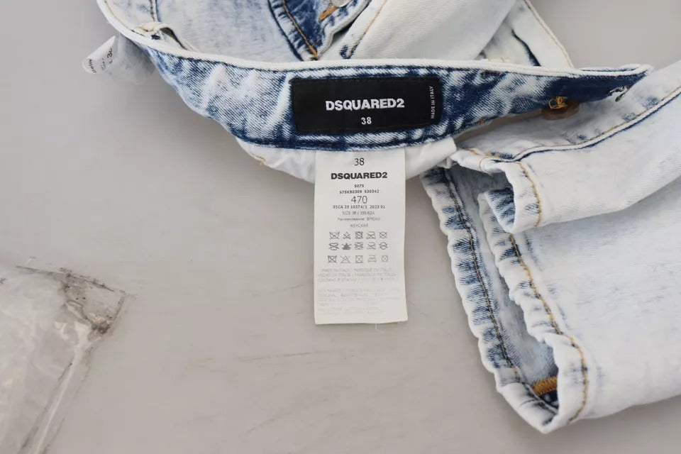 Dsquared² Light Blue Cotton High Waist Straight Denim Jeans by Dsquared²