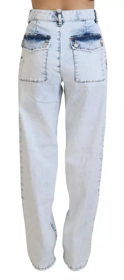 Dsquared² Light Blue Cotton High Waist Straight Denim Jeans by Dsquared²