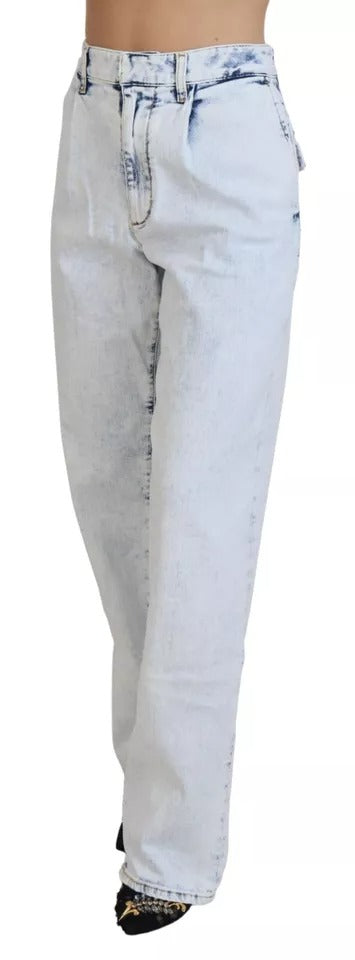 Dsquared² Light Blue Cotton High Waist Straight Denim Jeans by Dsquared²