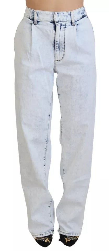 Dsquared² Light Blue Cotton High Waist Straight Denim Jeans by Dsquared²