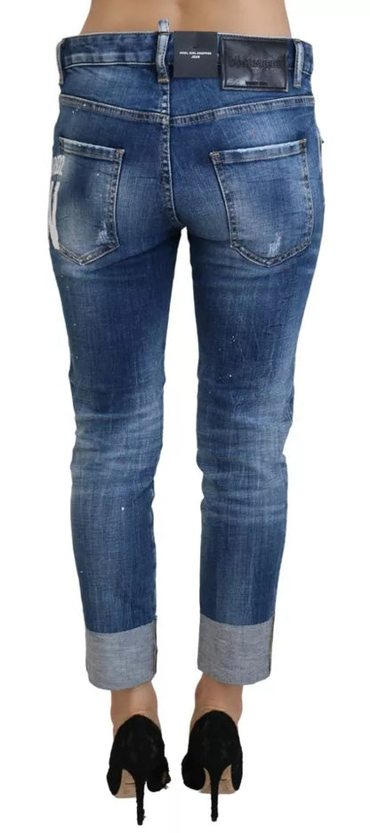 Dsquared² Blue Icon Low Waist Cropped Cool Girl Denim Jeans by Dsquared²