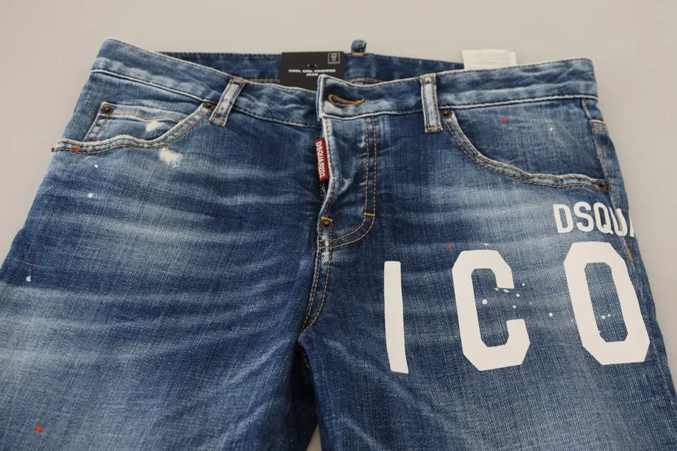Dsquared² Blue Icon Low Waist Cropped Cool Girl Denim Jeans by Dsquared²
