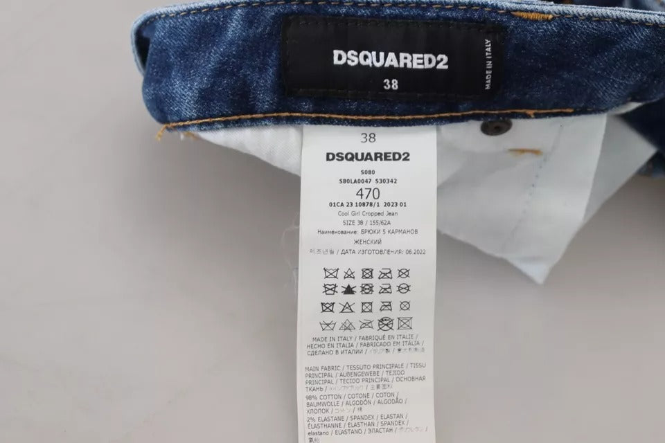 Dsquared² Blue Icon Low Waist Cropped Cool Girl Denim Jeans by Dsquared²
