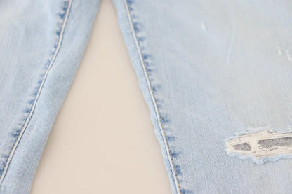 Dsquared² Blue Tattered Mid Waist Cropped Twiggy Denim Jeans by Dsquared²