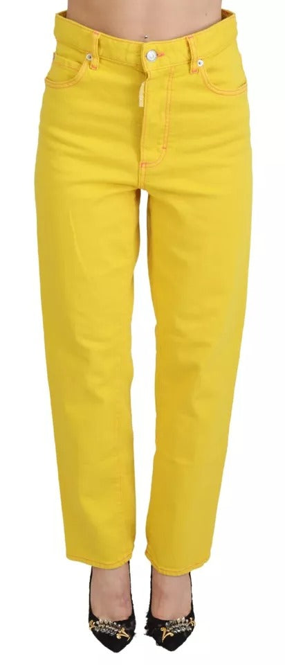 Dsquared² Yellow Cotton High Waist Straight Denim Boston Jeans by Dsquared²