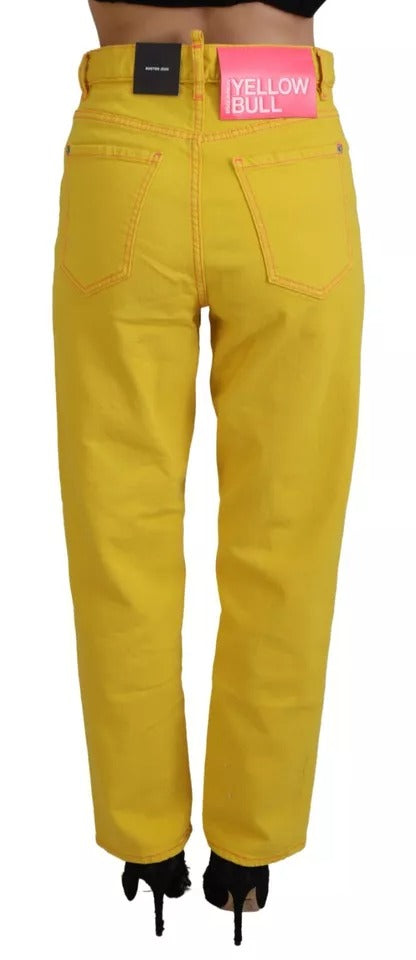 Dsquared² Yellow Cotton High Waist Straight Denim Boston Jeans by Dsquared²