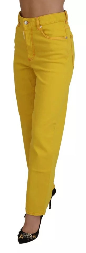 Dsquared² Yellow Cotton High Waist Straight Denim Boston Jeans by Dsquared²