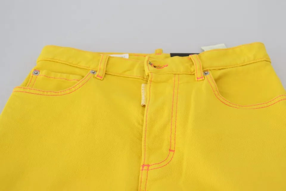 Dsquared² Yellow Cotton High Waist Straight Denim Boston Jeans by Dsquared²