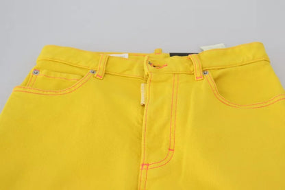 Dsquared² Yellow Cotton High Waist Straight Denim Boston Jeans by Dsquared²