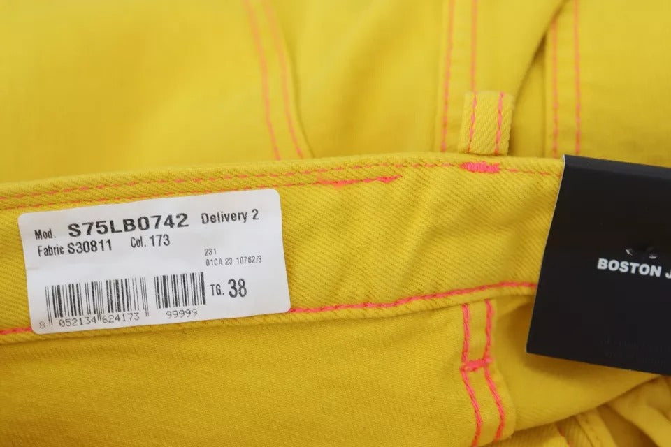 Dsquared² Yellow Cotton High Waist Straight Denim Boston Jeans by Dsquared²