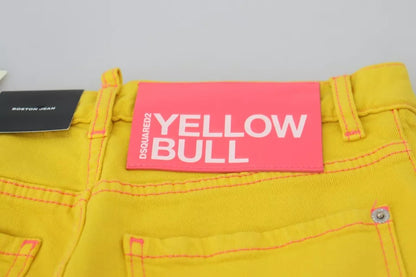Dsquared² Yellow Cotton High Waist Straight Denim Boston Jeans by Dsquared²