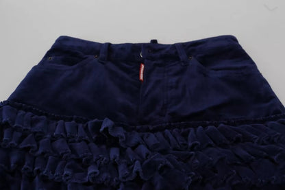 Dsquared² Blue Ruffles HighWaist Cotton Denim Boston Fit Pants by Dsquared²