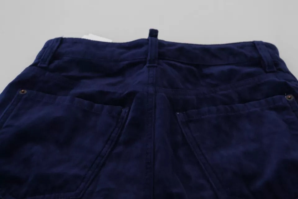 Dsquared² Blue Ruffles HighWaist Cotton Denim Boston Fit Pants by Dsquared²