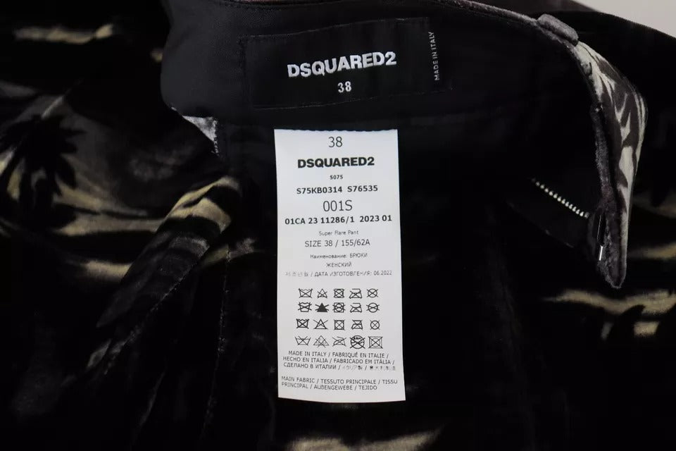 Dsquared² Black Printed High Waist Super Flare Pants by Dsquared²