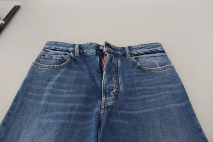 Dsquared² Blue Distressed High Waist Straight Denim Jeans by Dsquared²