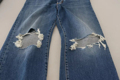 Dsquared² Blue Distressed High Waist Straight Denim Jeans by Dsquared²