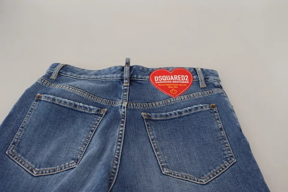 Dsquared² Blue Distressed High Waist Straight Denim Jeans by Dsquared²