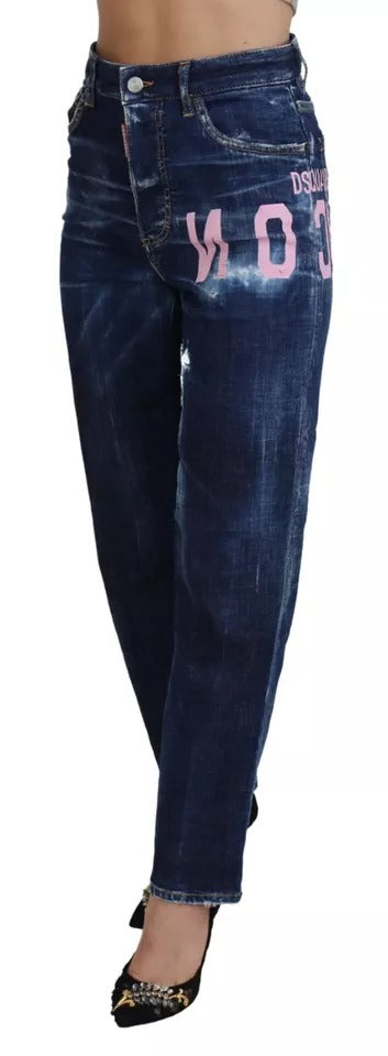 Dsquared² Blue Icon High Waist Straight Denim Boston Jeans by Dsquared²