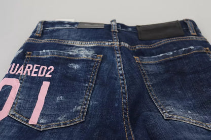 Dsquared² Blue Icon High Waist Straight Denim Boston Jeans by Dsquared²