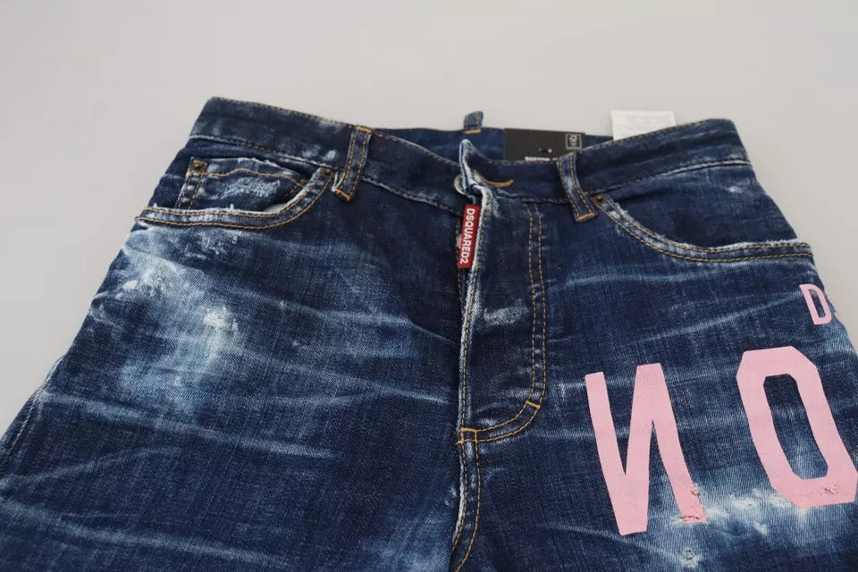 Dsquared² Blue Icon High Waist Straight Denim Boston Jeans by Dsquared²
