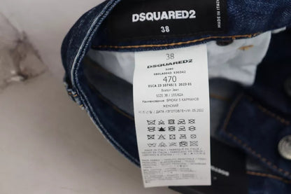 Dsquared² Blue Icon High Waist Straight Denim Boston Jeans by Dsquared²