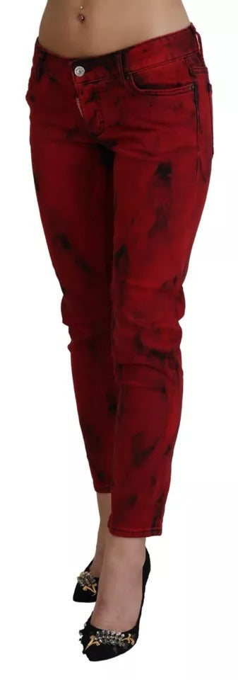 Dsquared² Red Low Waist Cotton Stretch Skinny Pants by Dsquared²