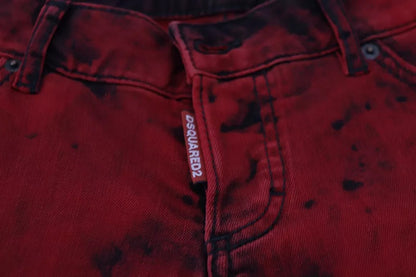 Dsquared² Red Low Waist Cotton Stretch Skinny Pants by Dsquared²
